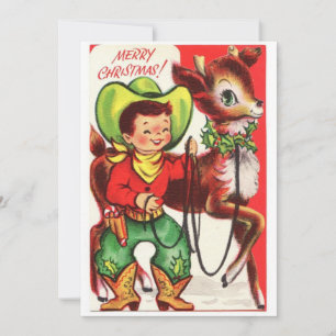 Weihnachtscowboy mit Rentier Feiertagskarte