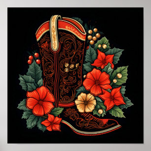 Weihnachtscowboystiefel Poster