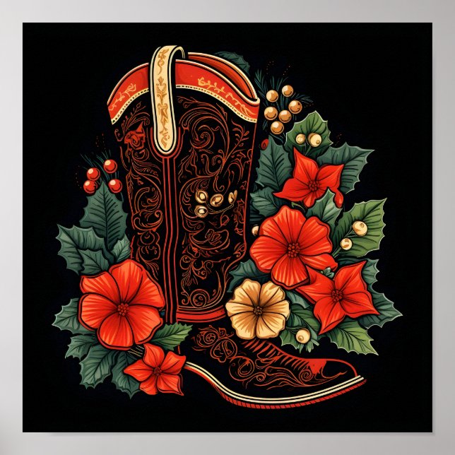 Weihnachtscowboystiefel Poster (Vorne)