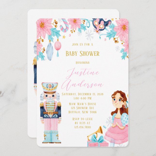 Weihnachtscreme Babydusche Einladung (Vorne/Hinten)