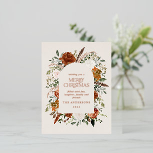 Weihnachtscreme botanisch elegante Hirschblume Folien Feiertagspostkarte