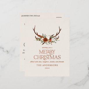 Weihnachtscreme botanisch elegante Hirschblume Folien Feiertagspostkarte
