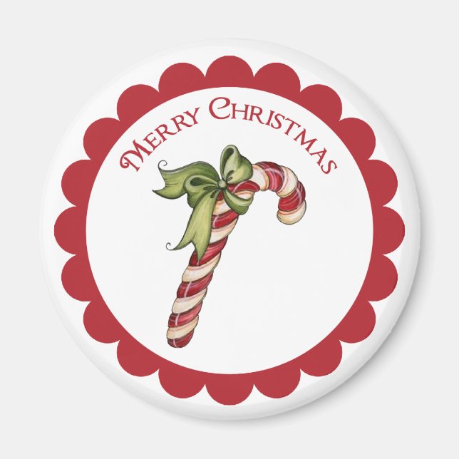 Weihnachtscreme Candy Cane auf runder Magnet (Vorne)