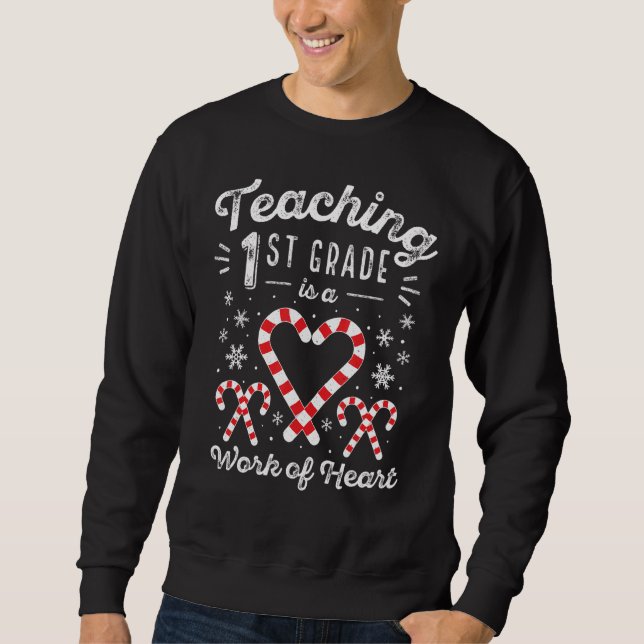 Weihnachtscreme-Cane-Arbeit der ersten 1. Klasse Sweatshirt (Vorderseite)