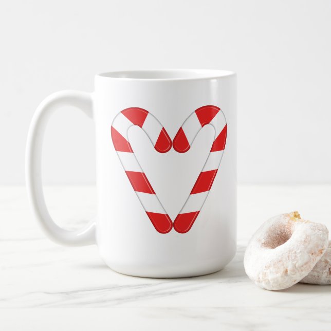 Weihnachtscreme Cane Herz Tasse (Mit Donut)