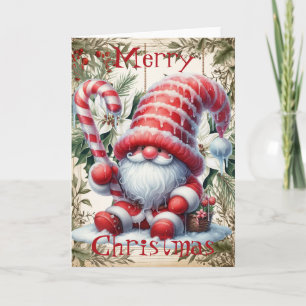 Weihnachtscreme Cane Icing Gnome Karte