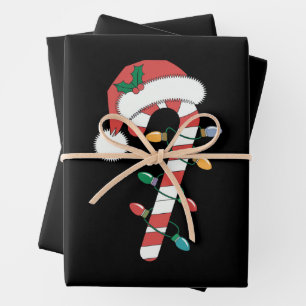 Weihnachtscreme Cane Santa Xmas Kinder Geschenkpapier Set