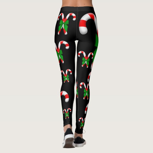 Weihnachtscreme Canes Green Bow Leggings (Rückseite)