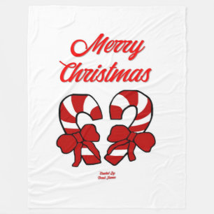 Weihnachtscreme Canes Große Fleece Blanket