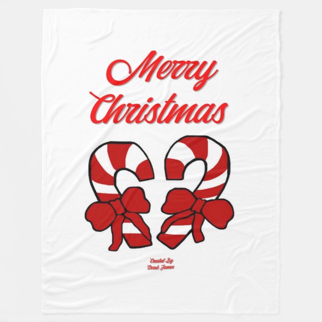 Weihnachtscreme Canes Große Fleece Blanket (Vorderseite)