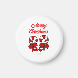 Weihnachtscreme Canes Round Magnet