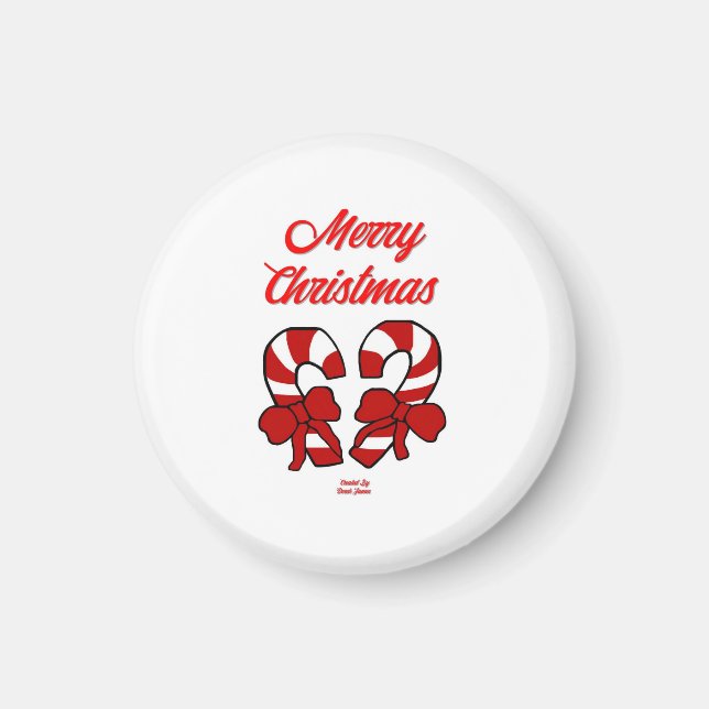 Weihnachtscreme Canes Round Magnet (Vorne)