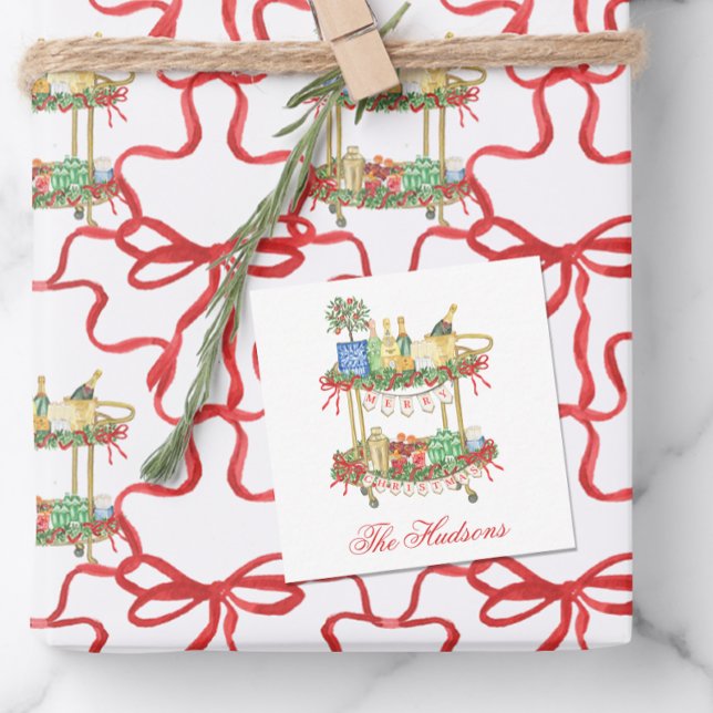 Weihnachtscreme Champagne Bar Kartonschließung Mitteilungskarte (Von Creator hochgeladen)