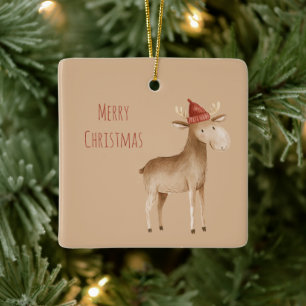 Weihnachtscreme-Elchhirsch Keramikornament