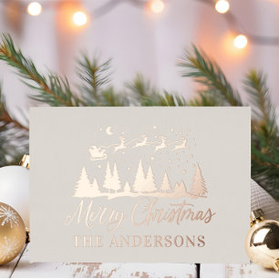 Weihnachtscreme elegantes traditionelles Foto Folien Feiertagskarte