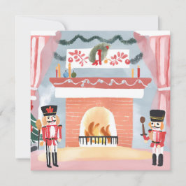 Weihnachtscreme-Feuerplatz | Merry Watercolor Feiertagskarte