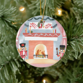 Weihnachtscreme-Feuerplatz | Merry Watercolor Keramik Ornament