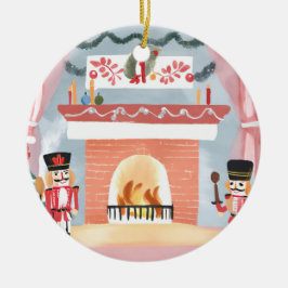 Weihnachtscreme-Feuerplatz | Merry Watercolor Keramik Ornament