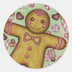 Weihnachtscreme Gingerbread BoySticker Runder Aufkleber
