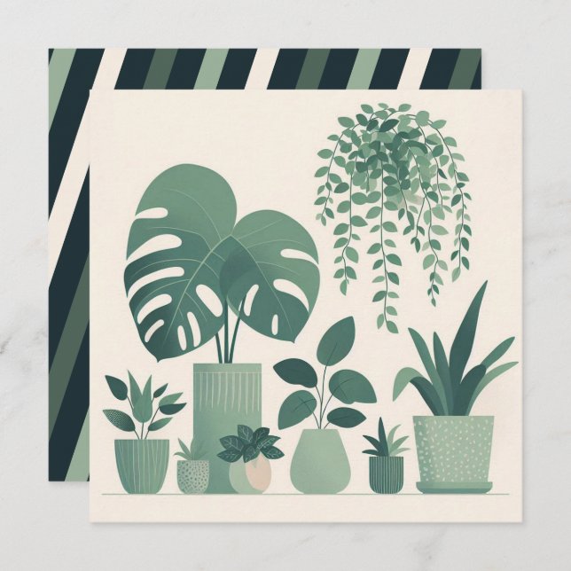 Weihnachtscreme Grüne Pflanze Feiertagskarte (Vorne/Hinten)