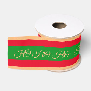 Weihnachtscreme & Ho Ho Ho Stripe Rot/Grün Geschen Ripsband