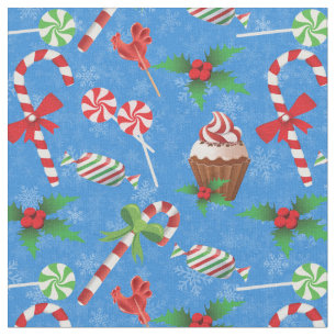 Weihnachtscreme, Lollipop und Kuchen Stoff
