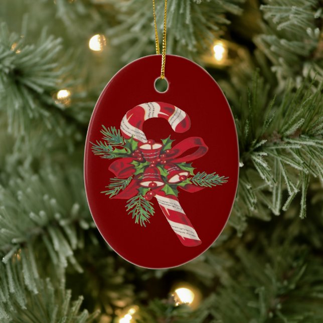 Weihnachtscreme mit dekorativem Band Keramik Ornament (Baum)