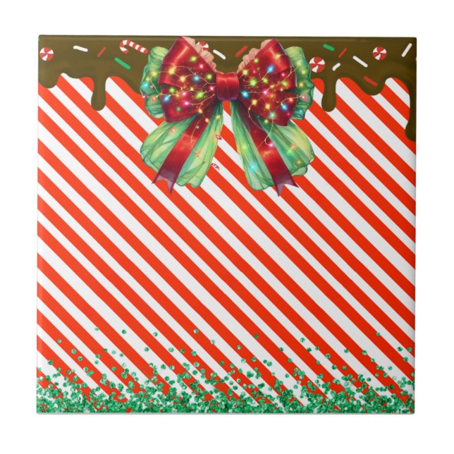 Weihnachtscreme mit Pfefferminzbonbons Weihnachtsb Fliese (Vorderseite)