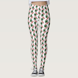 Weihnachtscreme-Muster mit grünen Bögen Leggings