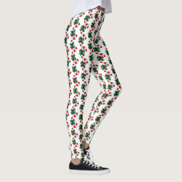 Weihnachtscreme-Muster mit grünen Bögen Leggings