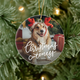 Weihnachtscreme niedlicher Haustierferien-Ornament Keramik Ornament
