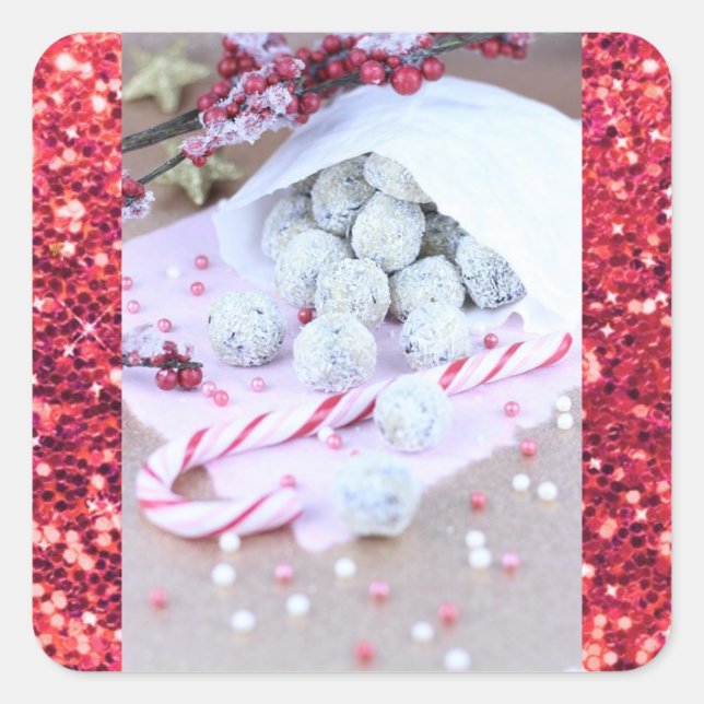 Weihnachtscreme Quadratischer Aufkleber (Vorderseite)