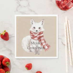 Weihnachtscreme Red White Peppermint Fox Serviette