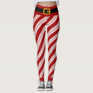 Weihnachtscreme-Streifen Leggings