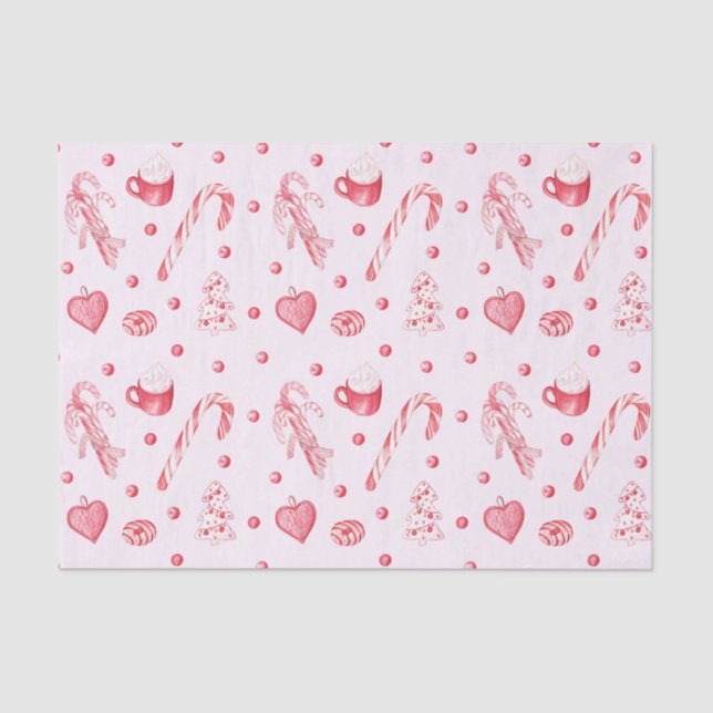 Weihnachtscreme und heiße Schokolade Rosa Seidenpapier (Vorderseite)