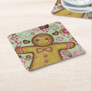 Weihnachtscreme-Untersetzer Rechteckiger Pappuntersetzer