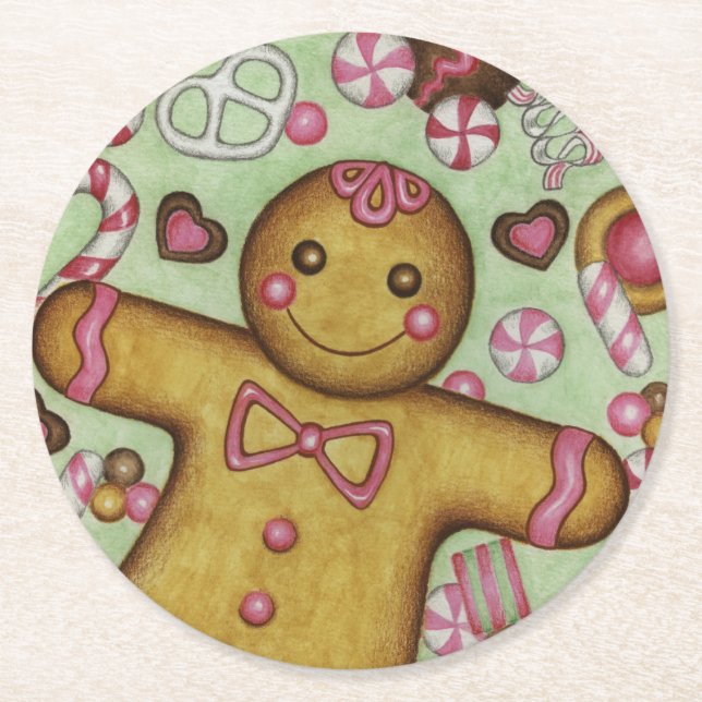 Weihnachtscreme-Untersetzer Runder Pappuntersetzer (Vorderseite)