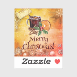 Weihnachtscup Orange Holly Berry Cinnamon Gruß Aufkleber