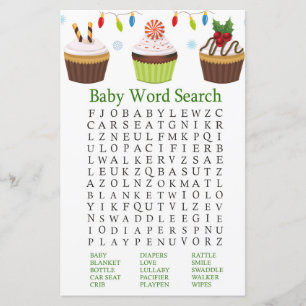Weihnachtscupcakes Kinderdusche Word Search Spiel