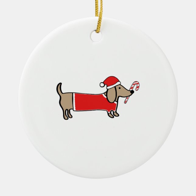 WeihnachtsDackel Keramikornament (Vorne)