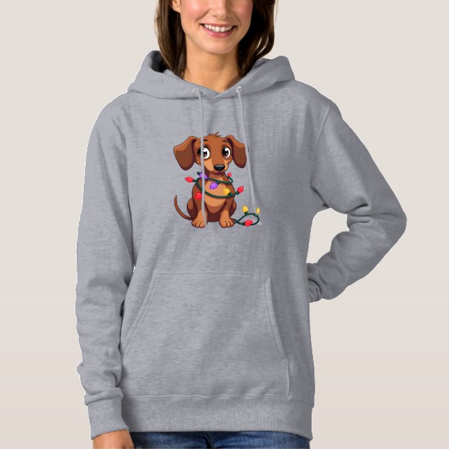 Weihnachtsdackel Lichter (3) Hoodie (Vorderseite)