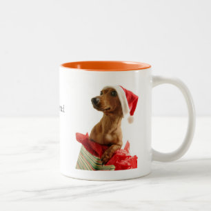 WeihnachtsDackel-Tasse Zweifarbige Tasse