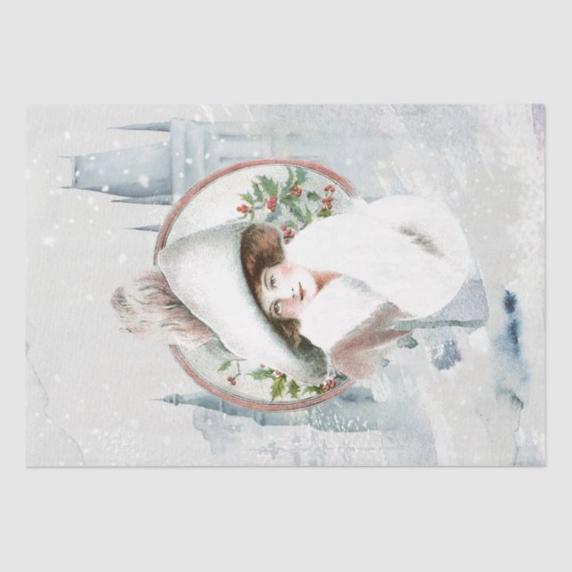 Weihnachtsdame Heilige alte Burg Seidenpapier (Vorderseite)