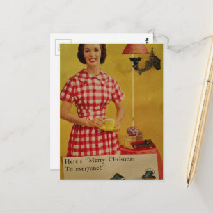 Weihnachtsdamen-Collage-Postkarte aus den 1950er J Postkarte