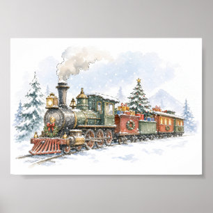 Weihnachtsdampfzug mit Geschenken für den Holiday Poster