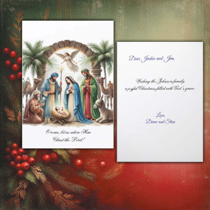 Weihnachtsdarstellung der Heiligen Familie Feiertagskarte