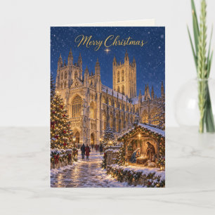 Weihnachtsdarstellung der Kathedrale von Canterbur Feiertagskarte