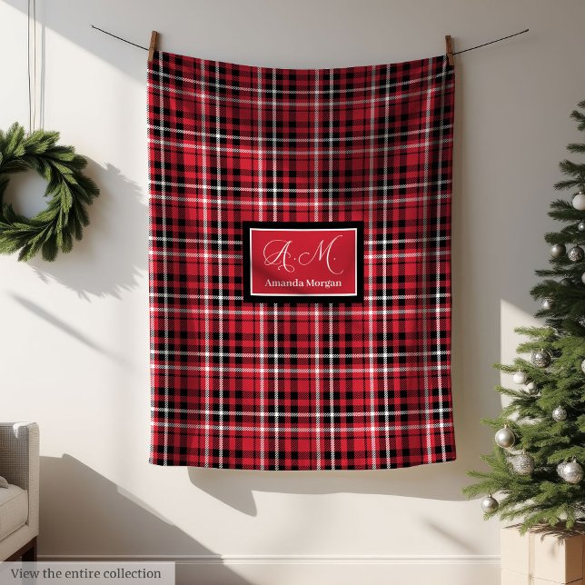 Weihnachtsdecke im roten und schwarzen Tartan-Stil Fleecedecke (Christmas Throw Blanket Red Black Tartan Style)