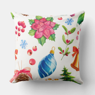 Weihnachtsdeko im Vintage-Look mit Wasserfarben Kissen