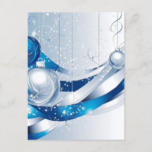 WEIHNACHTSDEKOR BLAU / WEISS #2 FEIERTAGSPOSTKARTE